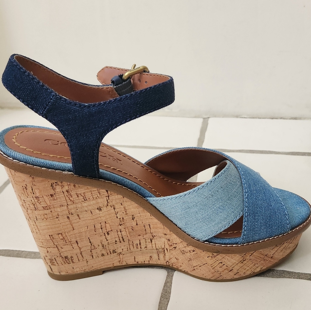 Coach Cross Band Wedge Sandals - Picture 4 of 4